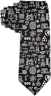 [SARA NELL] Science Math Physical Chemical Biology Black White Unique Gift Ties for Men Polyester Silk Ties Jacquard Neckties, Science Math Physical Chemical Biology Black White