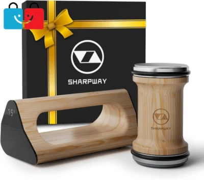 Rolling Knife Sharpener Kit w/ Diamond Blades, Safe Handle for Kitchen & Chefs