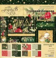GRAPHIC 45 "MERRY & BRIGHT"12X12 PAPER PACK CHRISTMAS HOLIDAYS SCRAPJACK'S PLACE