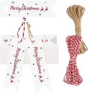 GCQQ Christmas Tags, 100Pcs Mini Gift Tags With String, White Paper With Holes for Xmas Presents, Jars, Crafts