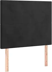 vidaXL LED Headboard Black Velvet Upholstered Bed Header - Adjustable Height, USB LED Strip - Bedroom Decor