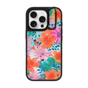 iPhone 16 Pro Mirror Ring Stand Case MagSafe Compatible Painted Flowers by EttaVee