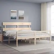 Solid Wooden Bed Frame for Seniors, King Size 183x203 cm, Platform Beds with Slats, Bedroom Furniture, Loft Bedframe, Low Bed