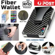 Men Carbon Fiber Credit Card Holder RFID Blocking Slim Wallet Money Clip Purse