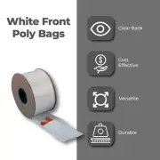 White Front / Clear Back, Flat Poly Bags 2 Mil, 3x5" 2000/Roll