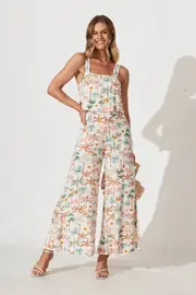 Sandcastle Jumpsuit Sleeveless in multicolor Multi Palm Print 8