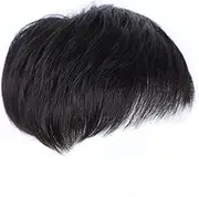 Byttlerom Men'S Natural Black Straight Wig Hair Men the Top of the Wigs Replacement Wigs (B)