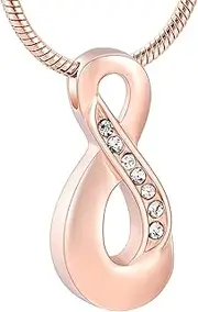 KETIME Inlay Crystal Memorial Urn Necklace for Ashes Keepsake Cremation Jewelry Stainless Steel