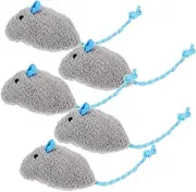 HOMOBABE 5pcs Plush Mouse Cat Interactive Teasing Playthings for Cats Soft Durable Household Playthings Fun Kitten for Indoor Play Present
