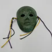Mardi Gras Painted Metal Mask 4x 6 Green With Cords