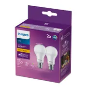 Philips A60 B22 LED 1150Lm Warm White 10W Globe - 2 Pack