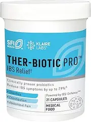 Klaire Labs Ther-Biotic Pro IBS Relief - Reduce IBS Symptoms by up to 79%∗∗ - Low-FODMAP Probiotic Prebiotic for Diarrhea, Gas, Leaky Gut - Medical Food for Dietary Management of IBS∗ (21 Capsules)