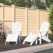 Generic Garden Adirondack Chairs 2 pcs with Footstools HDPE White