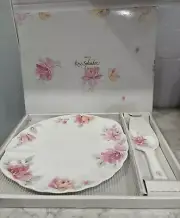 Vintage Cake Plate And Cake Server Rose Splendor Bone ChinaBy Nikko