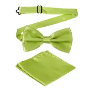 Bow Tie for Men, Adjustable Bow Ties with Pocket Square(Olive Green)