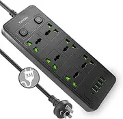 Yakiter 11 in 1 Universal Power Board with USB, Extension 3M Cord with 6 Wide AC Outlets and 5 USB Ports, 110-240v, Max 4000w, Wall Mount International Plug Extender for Overseas Travel Work (3M)