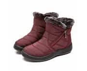 Red Women Fur Lined Snow Ankle Boots