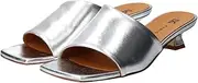 FABIO RUSCONI(ファビオルスコーニ) Fabiolusconi Women's Heel Sandals, Square Toe Spool Heel Mule, Silver, 24.0 cm