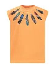 Marcelo Burlon County Of Milan Kids Collar Feathers Over Sleeveless Top 10Y Orange