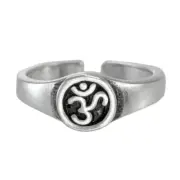 Sterling Silver Adjustable Size Aum Symbol Toe or Pinky Ring Hindu Buddhist Om