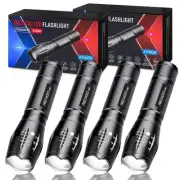 Tactical Flashlight 4 Pack, Bright Zoomable LED Flashlight with High Lumens a...