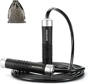 Weighted Jump Rope - Premium Heavy Jump Ropes with Adjustable Extra Thick Cable, Aluminum Silicone Grips Handles, High-Speed Ball Bearings Professional Skipping Rope for Crossfit MMA Cardio & Workouts