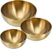 GREENADSCAPE 3pcs Stainless Steel Salad Bowl Multi Function Food Serving Bowls Deep Design for Fruits Salad Noodles Convenient and Portable Elegant Finish