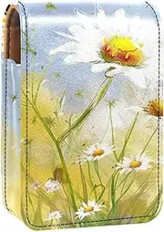 Lipstick Case,Portable Makeup Bag Cosmetic Pouch,Lipstick Holder Makeup Organizer,Daisy Cute Bee Flower Honey
