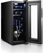 Wine Cooler, Double Zone Wine Refrigerator for 12 Bottles, Silent Operation Compressor with Temporary Memory/bedroom Function
