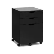 Marias Mobile Pedestal Filing Cabinet Storage Cabinet W/ 3-Drawers - Black