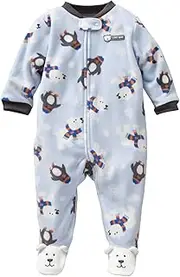 Carters Boys Newborn-9 Months Polar Bear Micro Fleece Sleep and Play (3 Months, Light Blue)