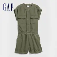 在飛比找蝦皮商城優惠-Gap 女童裝 工裝圓領短袖連身褲-軍綠色(578394)