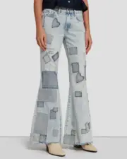 7 For All mankind TAILORLESS LOW RISE FLARE IN IRIS PATCHWORK JEANS 30 NWT $298