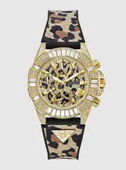 GUESS Animal Print Iconic 40th Silicone Watch in Gold