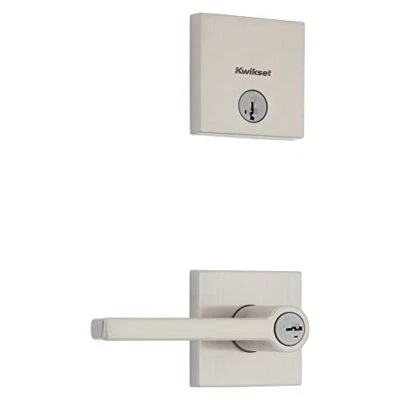 Kwikset Halifax Satin Nickel Door Handle Combo Keyed Entry and Deadbolt Security