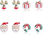 Women Christmas Stud Earring Suit Sweet Snowflake Earring Fashion Cute/A/As Shown