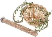 Kisangel Straw Bird's Nest Bird Play Stand Parrot Parrot Bird Stand Bird Swing Bird for Parakeets Parakeet Swing Bird Playground Parrot Perch Bird Cage Stand Wooden
