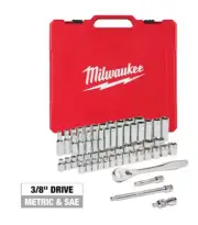 Milwaukee 3/8" Drive 56PC Ratchet & Socket Set - SAE & Metric