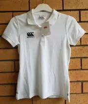 Canterbury CCC Womens Ladies White Waimak Polo Shirt Size 8 BNWT