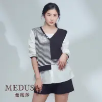 在飛比找momo購物網優惠-【MEDUSA 曼度莎】現貨-黑白假兩件式拼接襯衫（M-XL