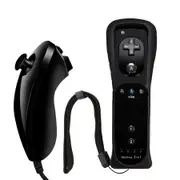 Remote Controller for Wii, Wii Remote and Nunchuck Controllers with Silicon Case and Strap for Wii and Wii U (Black)