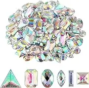 500 PCS AB Rhinestones Sew On Rhinestone Sewing Gems Acrylic Sewing Crystal Shapes Large Rhinestone with Sewing Holes Clear Rhinestones Crystal Gems for Jewelry Clothes Shoes Bag (Crystal AB)