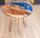Ocean Epoxy Coffee Table, Round Table Top,Walnut Epoxy Table, Hallway Side Table