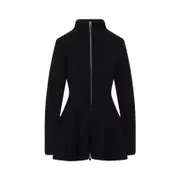 [AlaÏA] AlaÏA-Black Wool Peplum Cardigan-Donna 38 FR
