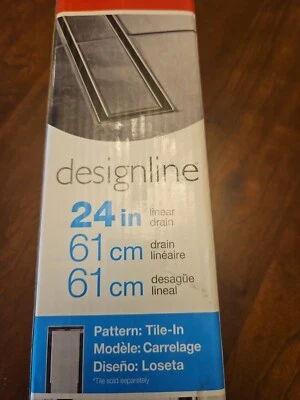 Oatey Designline 24” Stainless Linear Shower Drain Solid Grid Brushed Chrome