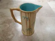 Tiffany & Co. Hand Painted Portugal Ceramic Bamboo Pitcher Vase w Tiffany Blue