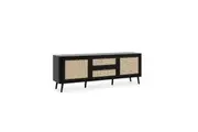 Design Square Cliff Lowline Wooden TV Stand Entertainment Unit 2-Doors 2-Drawers Black