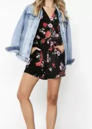 Sz 14 New Decjuba Wrap Floral Playsuit