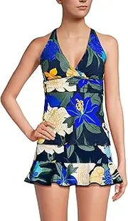 [Lands' End] Women's Chlorine Resistant Plunge X-Back Tankini Swimsuit Top
