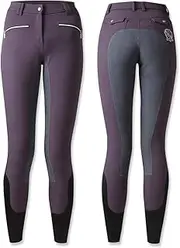 [EQULIBERTA] EQ-CU-1682-LA Metallic Riding Culotte Butt Leather Ladies Dark Plum XL